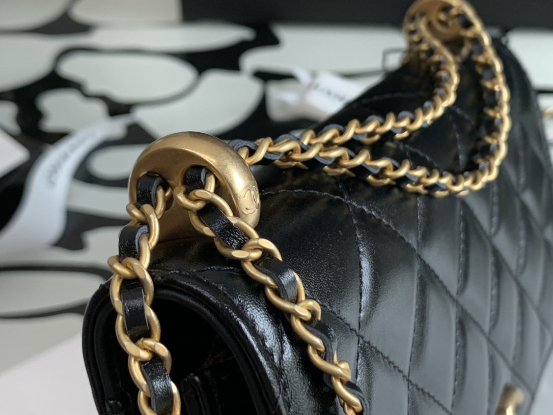 Ch**el Calfskin Wallet On Chain Woc Bag