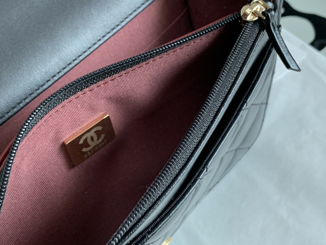 Ch**el Calfskin Wallet On Chain Woc Bag
