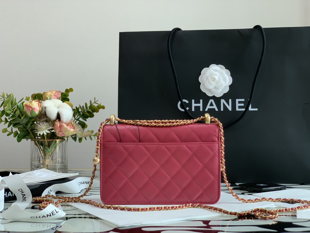 Ch**el Calfskin Wallet On Chain Woc Bag 001