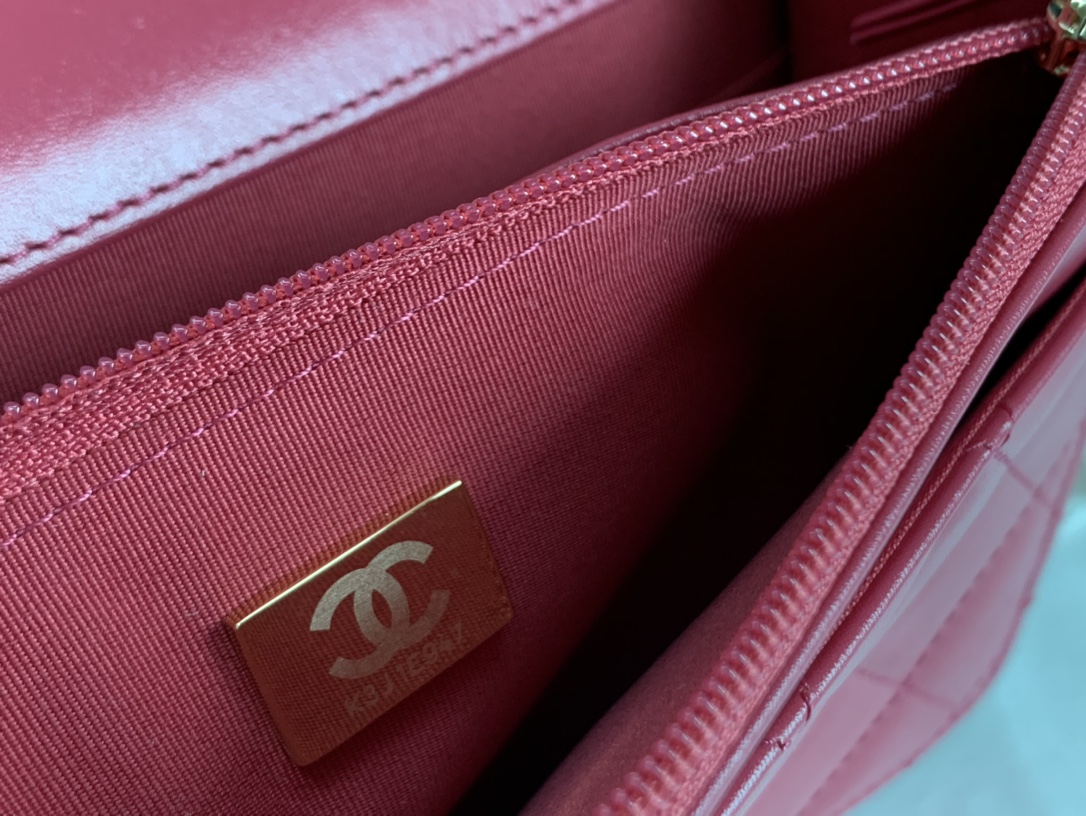 Ch**el Calfskin Wallet On Chain Woc Bag 001