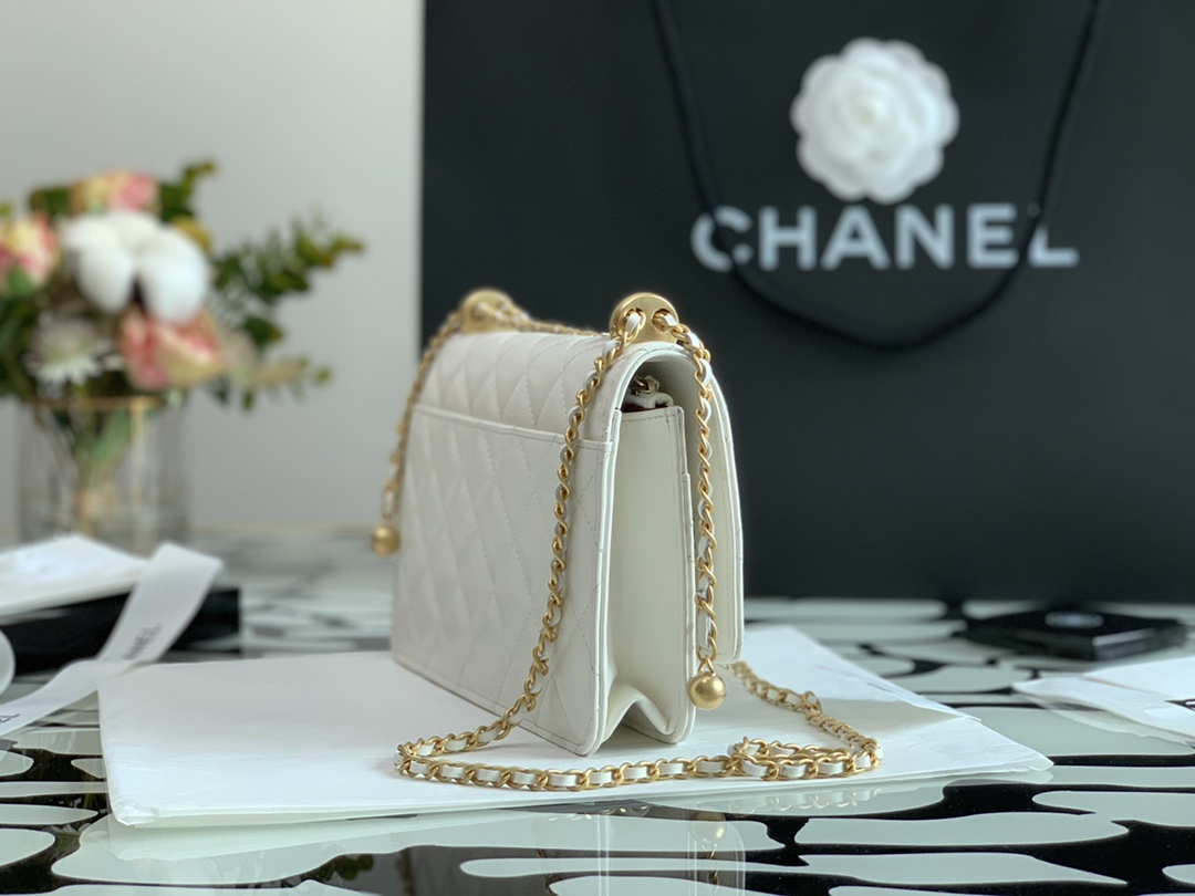 Ch**el Calfskin Wallet On Chain Woc Bag 002