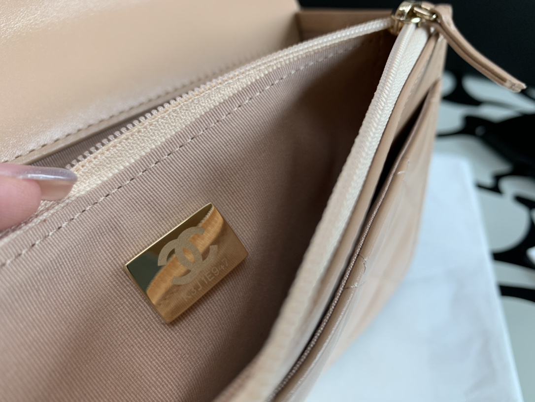 Ch**el Calfskin Wallet On Chain Woc Bag 003