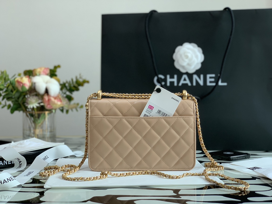 Ch**el Calfskin Wallet On Chain Woc Bag 003