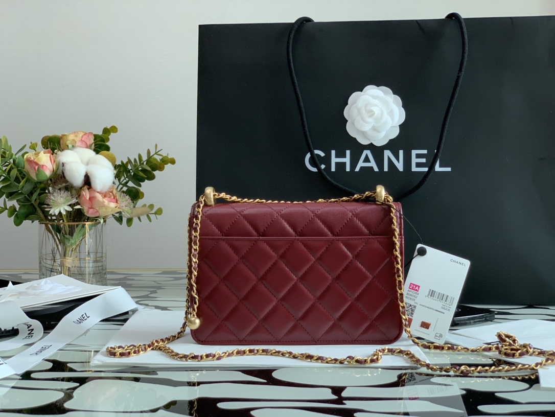 Ch**el Calfskin Wallet On Chain Woc Bag 004