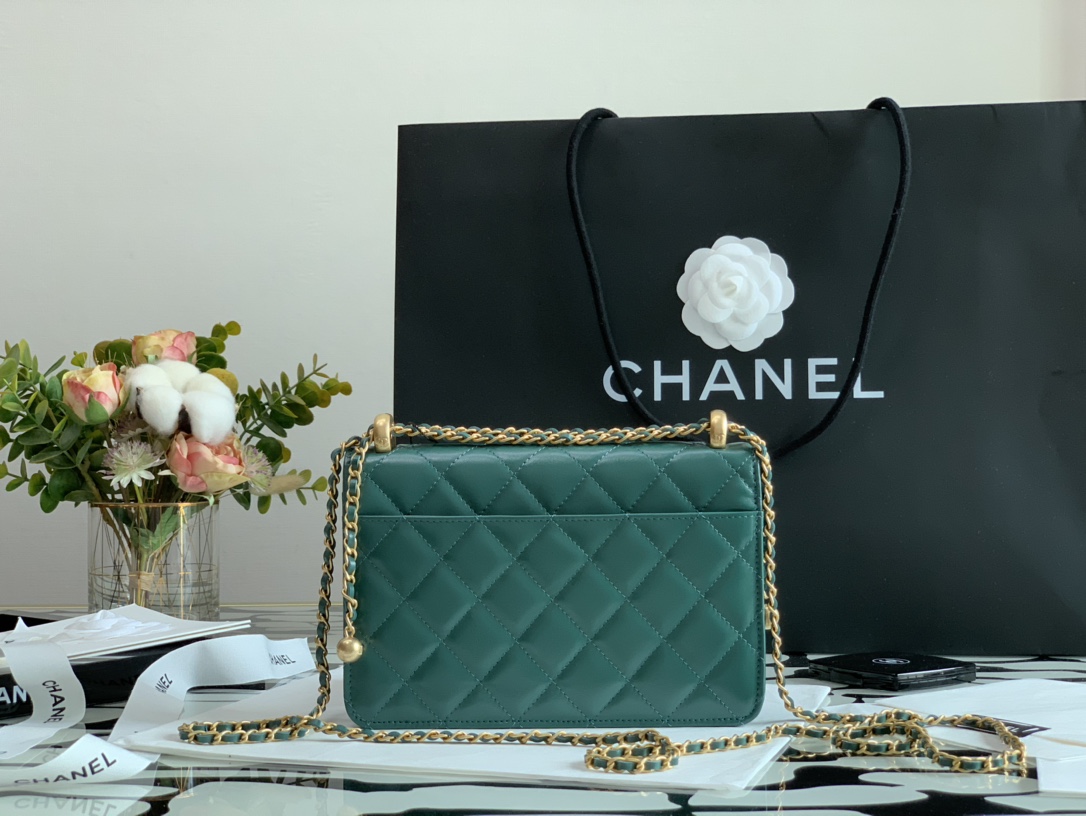Ch**el Calfskin Wallet On Chain Woc Bag 005