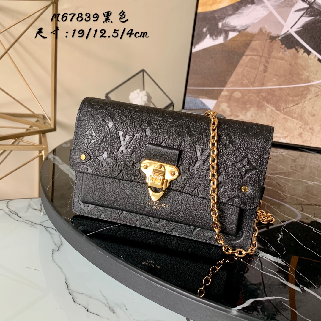 LV Chain Wallet Monogram Empreinte Leather M67839 black