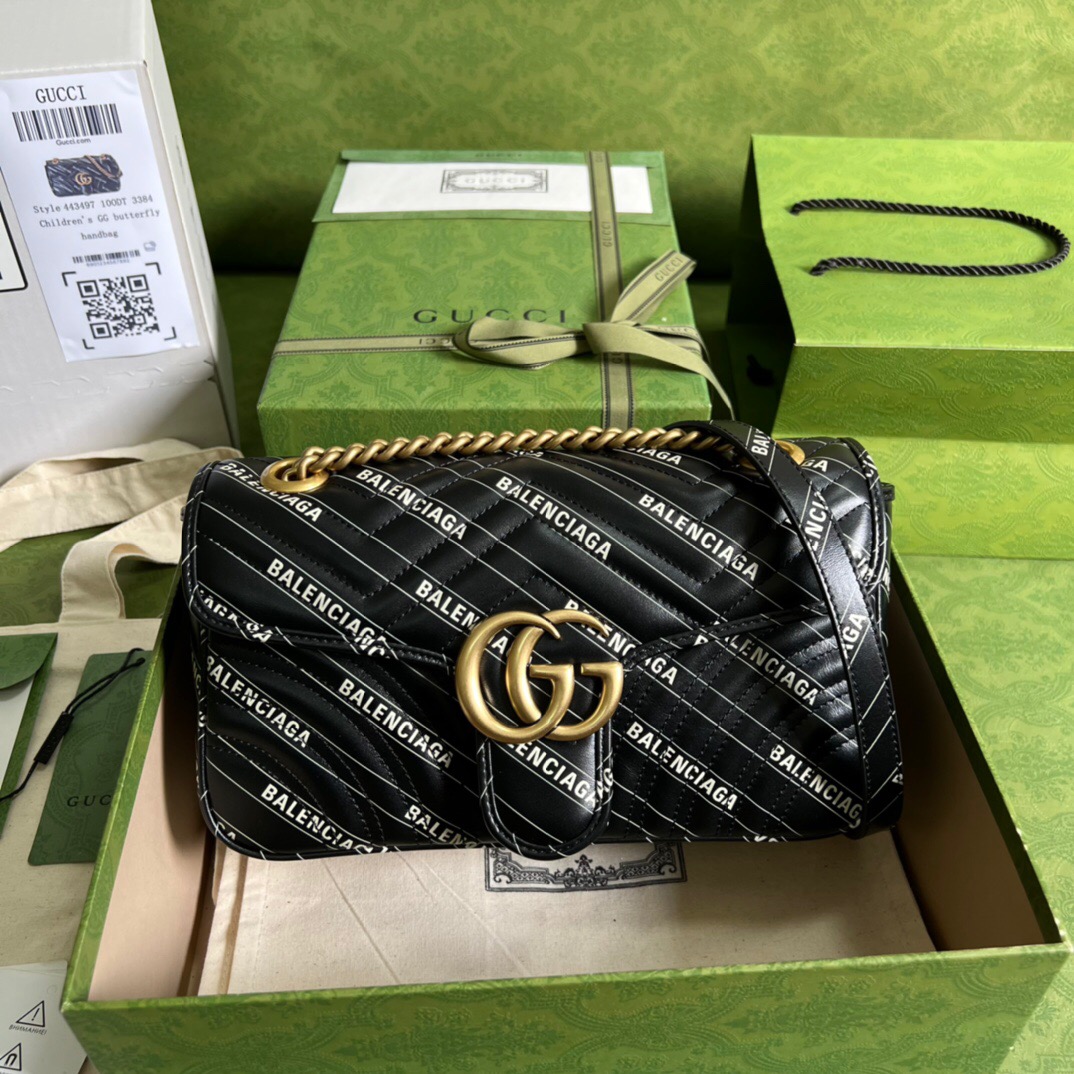 Gvc*1 X Ba1en*iaga Marmont bag 26cm Black