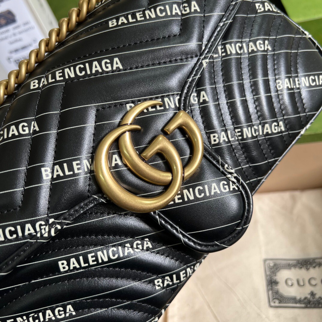 Gvc*1 X Ba1en*iaga Marmont bag 26cm Black