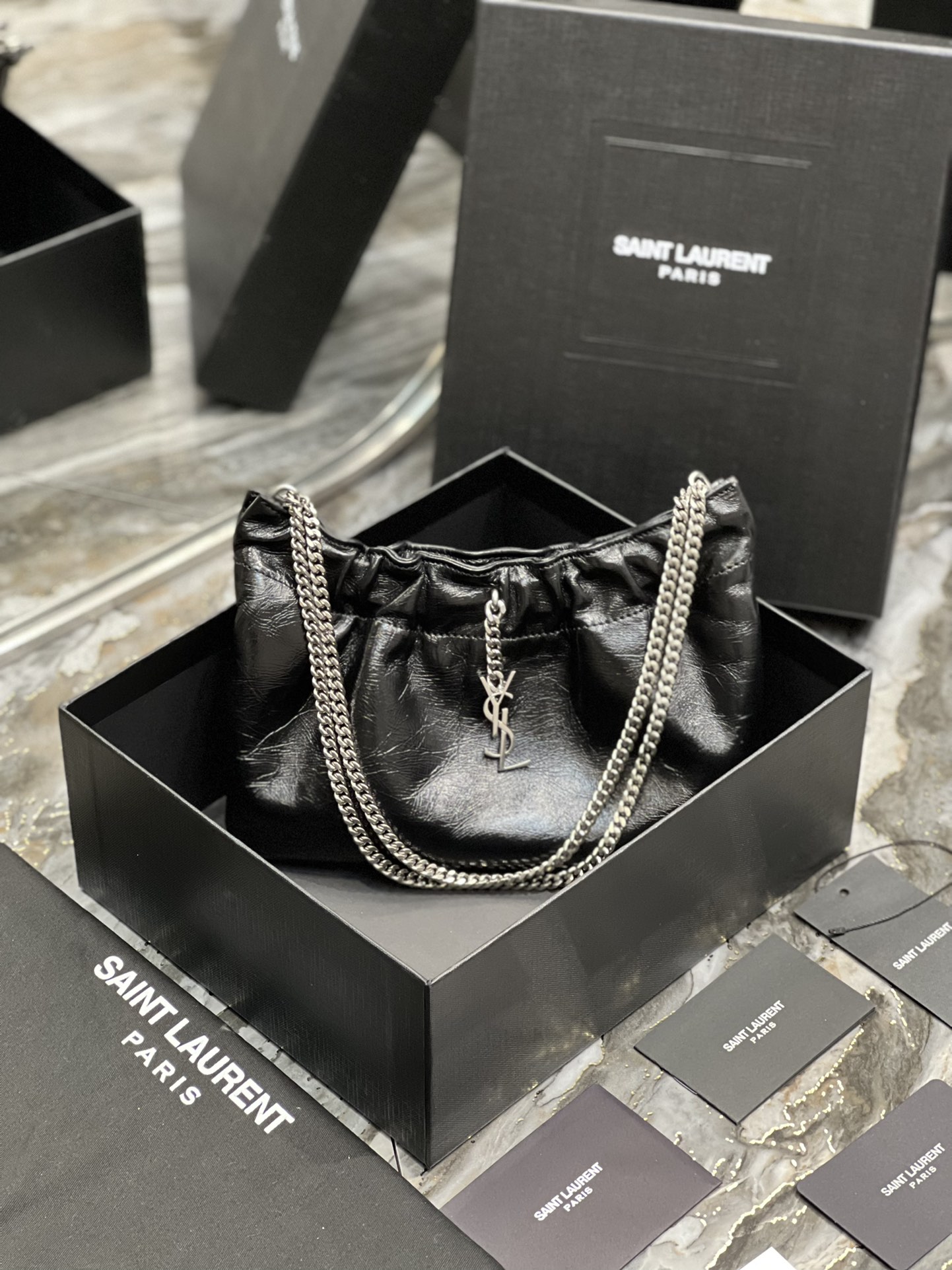 Y51 Mini leather shoulder bag black