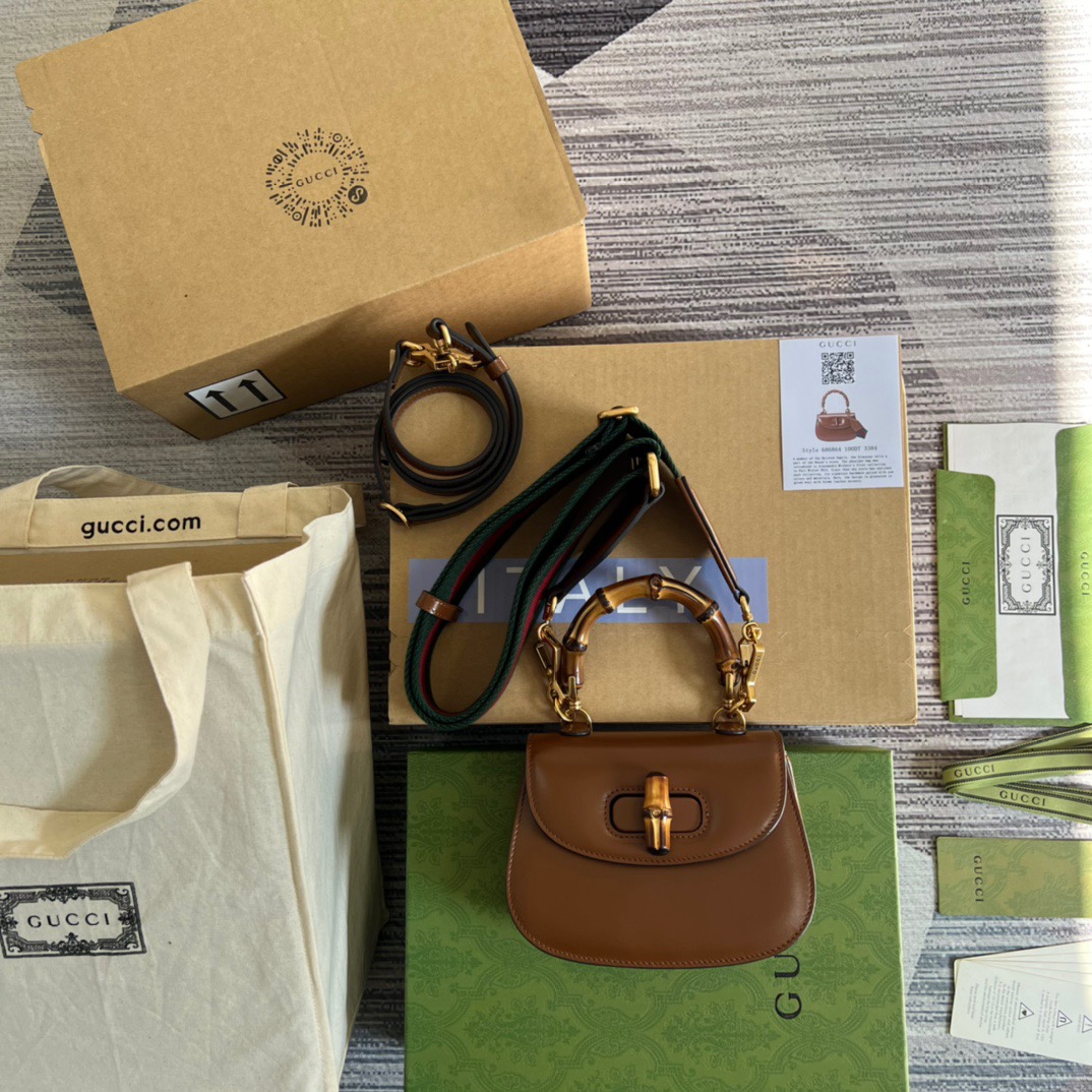 Gvc*1 Aria Bamboo Handbag 21cm Brown