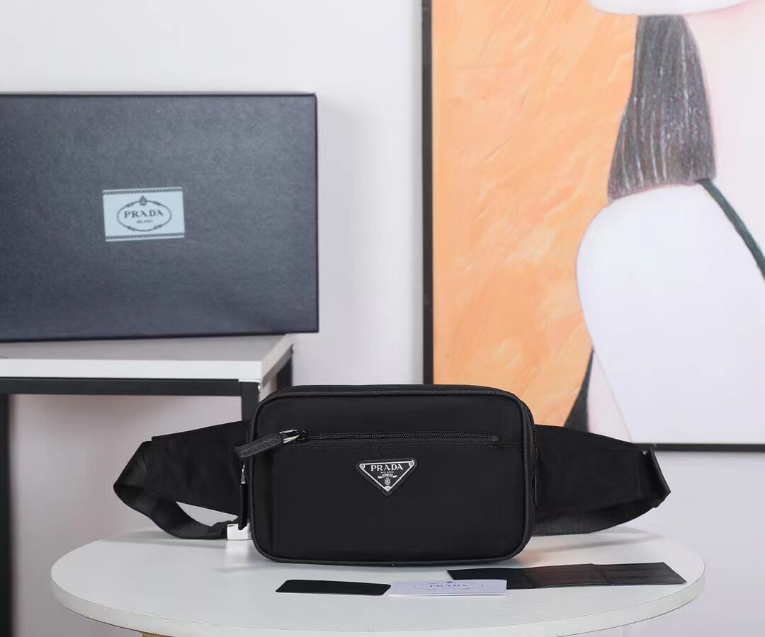 Pra*a Re-Nylon and Saffiano leather belt bag