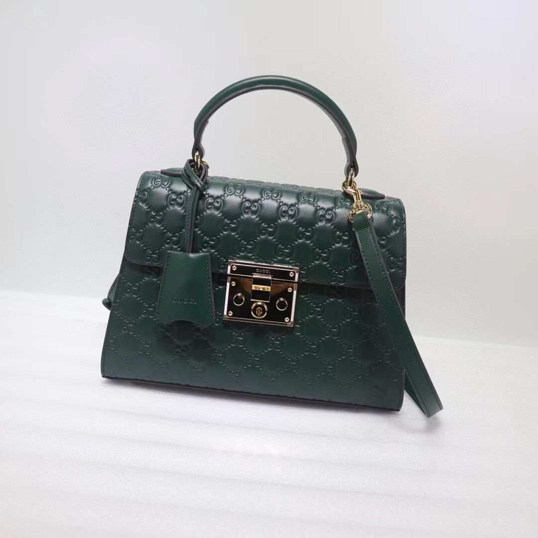 Gvc*1 Padlock Signature top handle bag green 453188