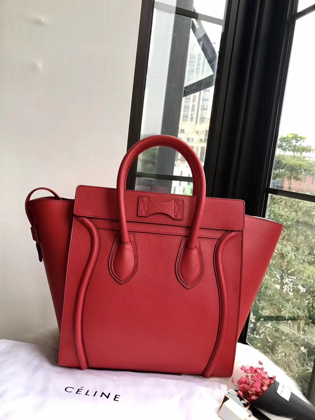 Ce1i*e Micro Luggage Calfskin Handbag Red