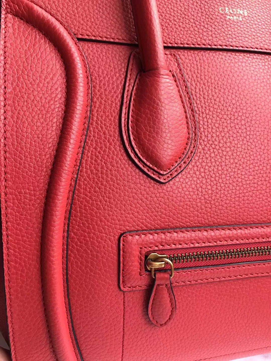Ce1i*e Micro Luggage Calfskin Handbag Red