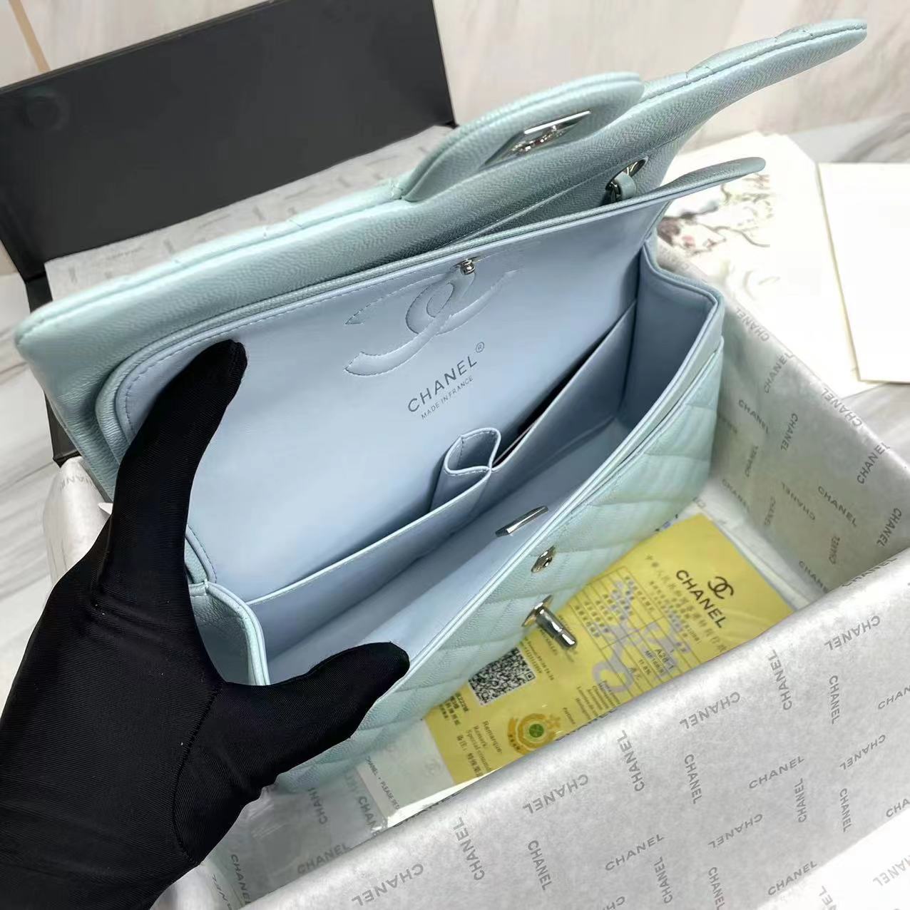 Ch**el Flap Bag Silver 25cm