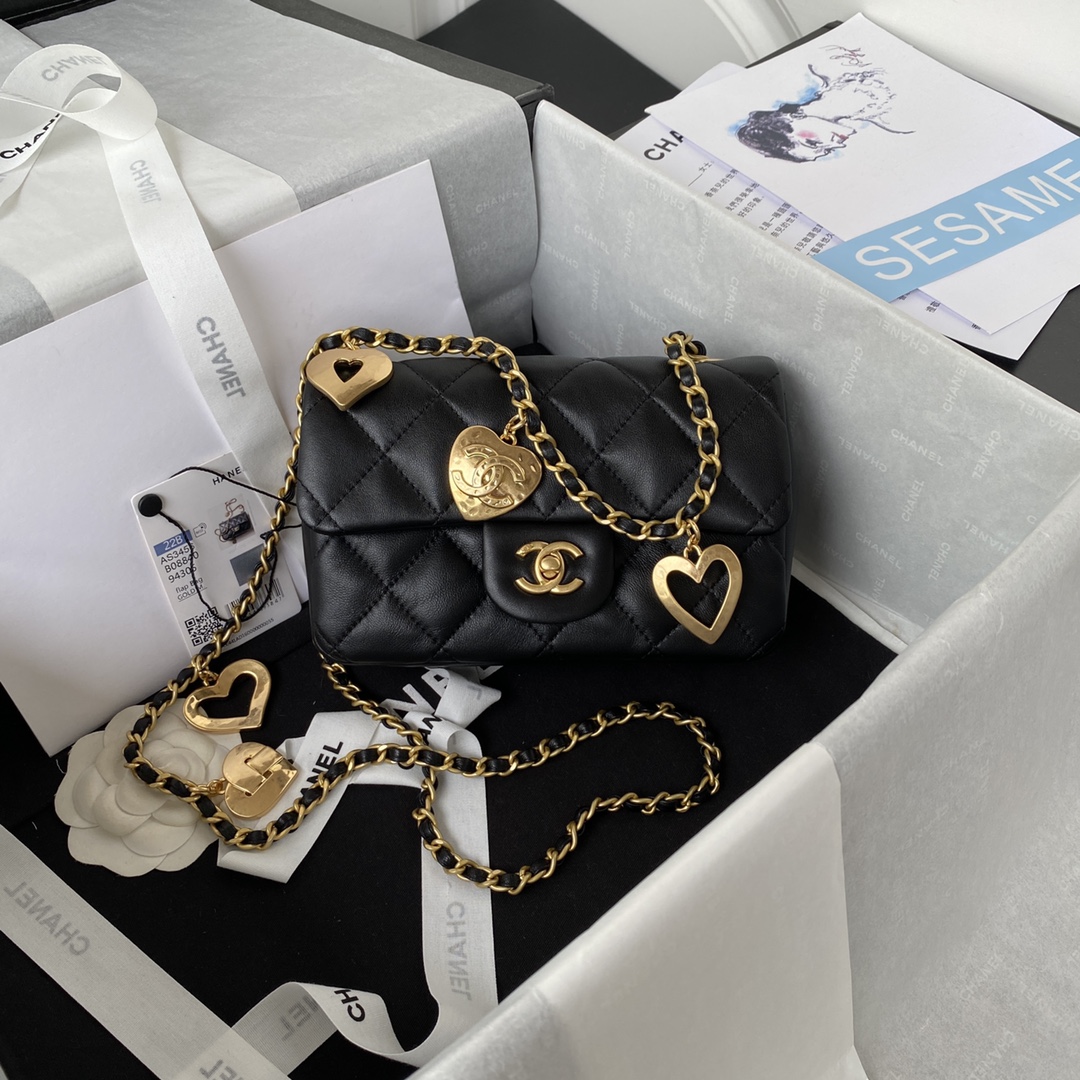 Ch**el Flap Bag Black AS3456