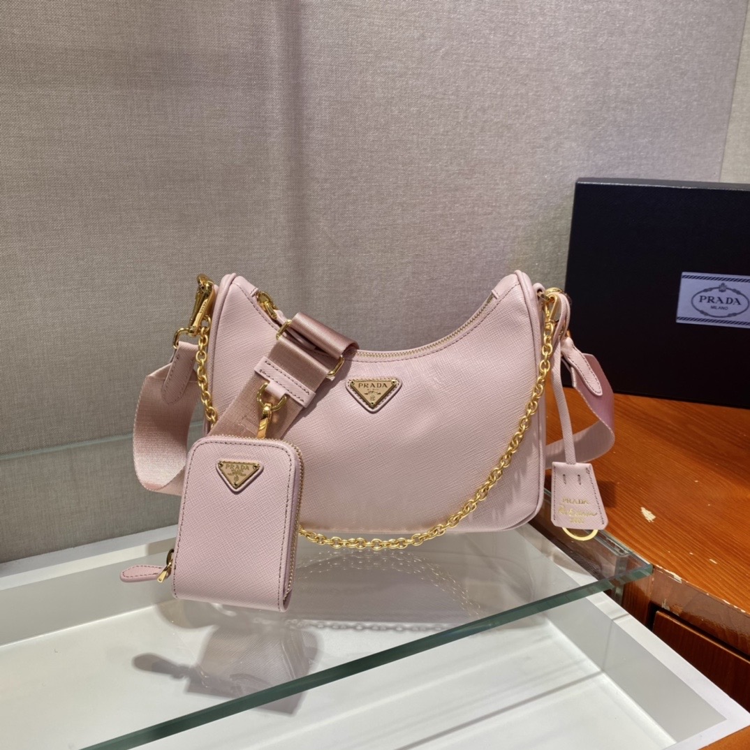 Pra*a Re-Edition 2005 Saffiano Leather Bag 1BH204 Pink