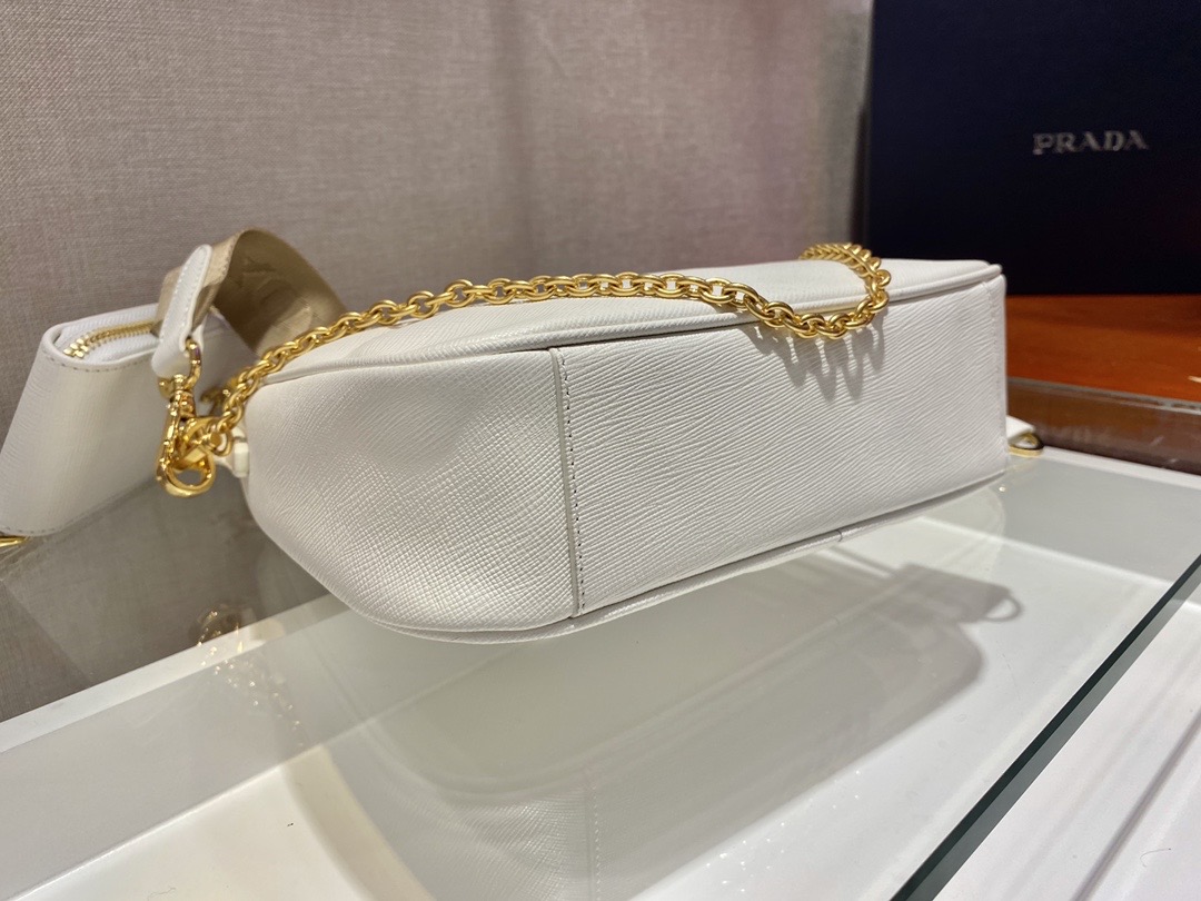 Pra*a Re-Edition 2005 Saffiano Leather Bag 1BH204 White