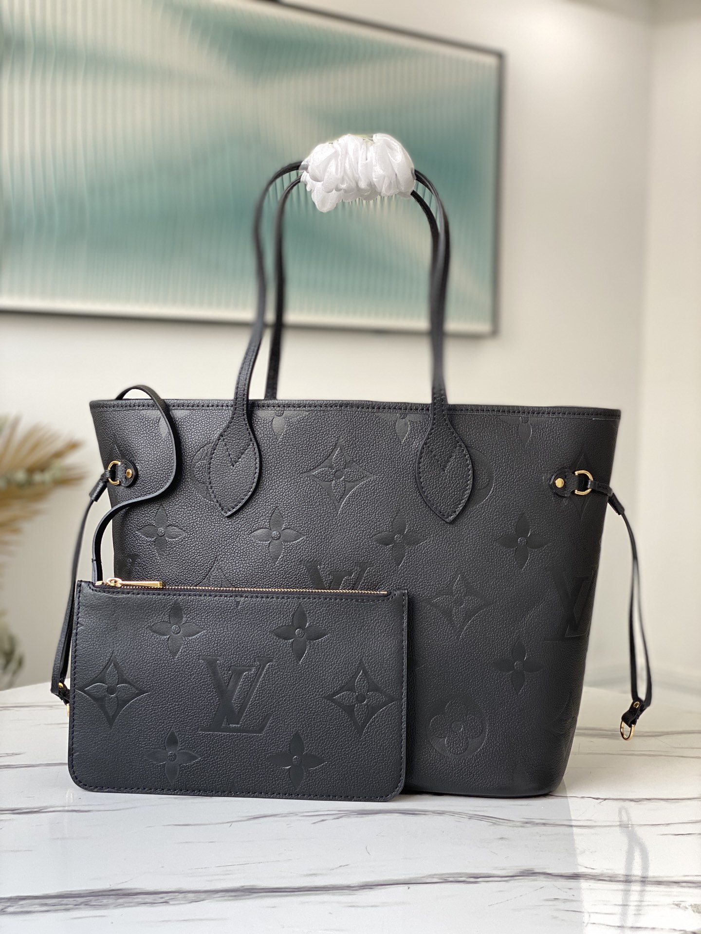 Bagsaaa L0vis Vvtt0n M45685 Neverfull MM Tote Bag Black - 31 x 28 x 14 cm