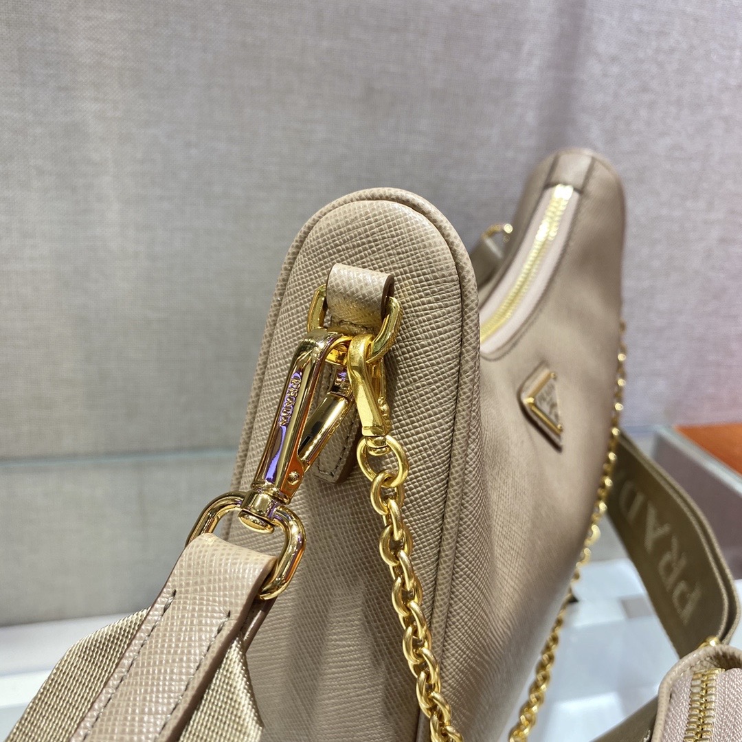 Pra*a Re-Edition 2005 Saffiano Leather Bag Beige 1BH204 Beige