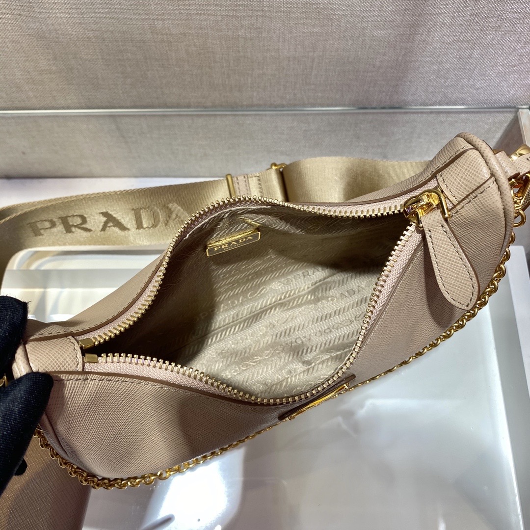 Pra*a Re-Edition 2005 Saffiano Leather Bag Beige 1BH204 Beige