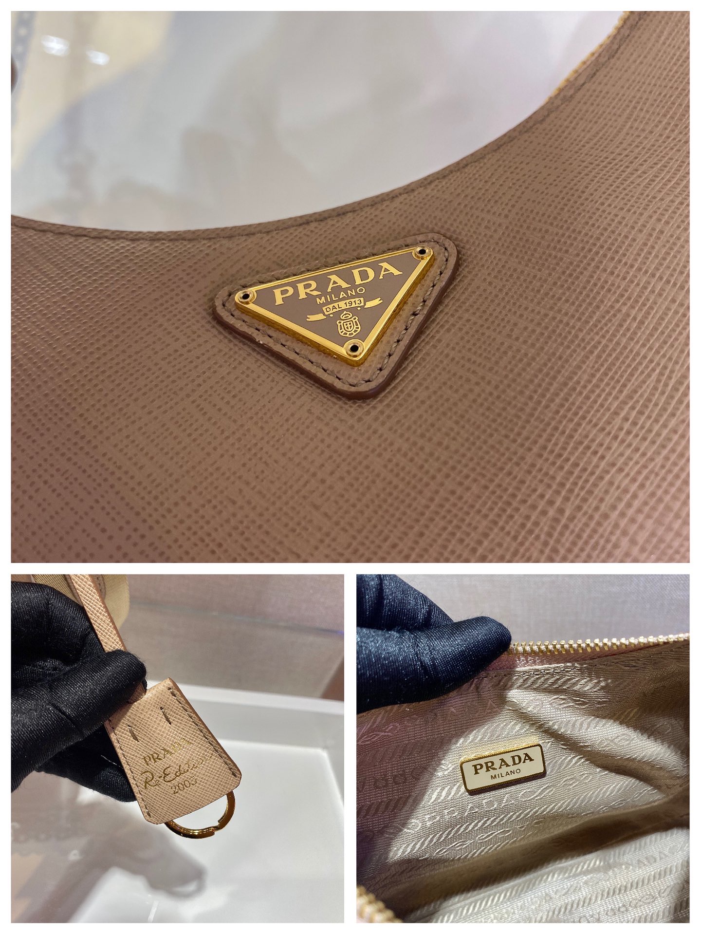Pra*a Re-Edition 2005 Saffiano Leather Bag Beige 1BH204 Beige