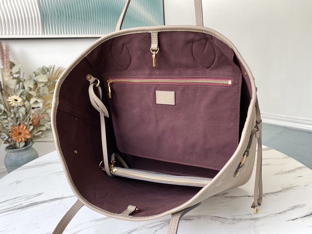 Bagsaaa L0vis Vvtt0n M45686 Neverfull MM Tote Bag Dune Gray - 31 x 28 x 14 cm