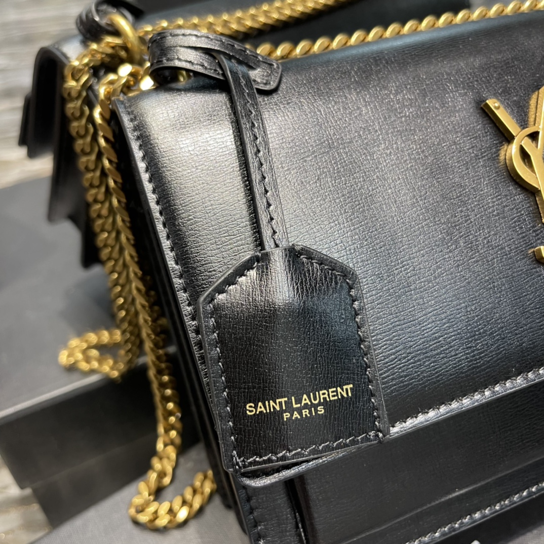 Y51 Monogram Sunset Leather Crossbody Bag 442906 Black with gold hardware 22cm