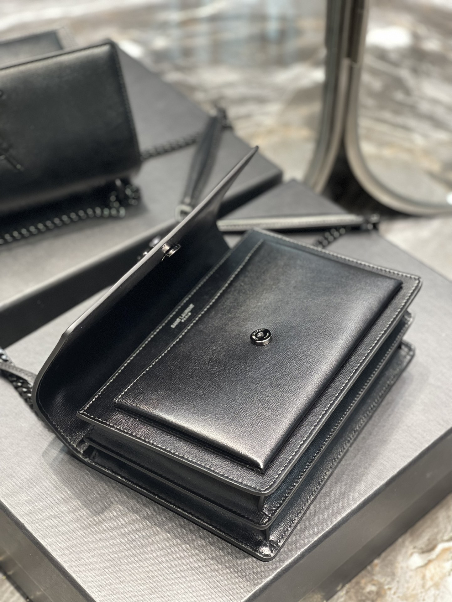 Y51 Monogram Sunset Leather Crossbody Bag 442906 Black 22cm