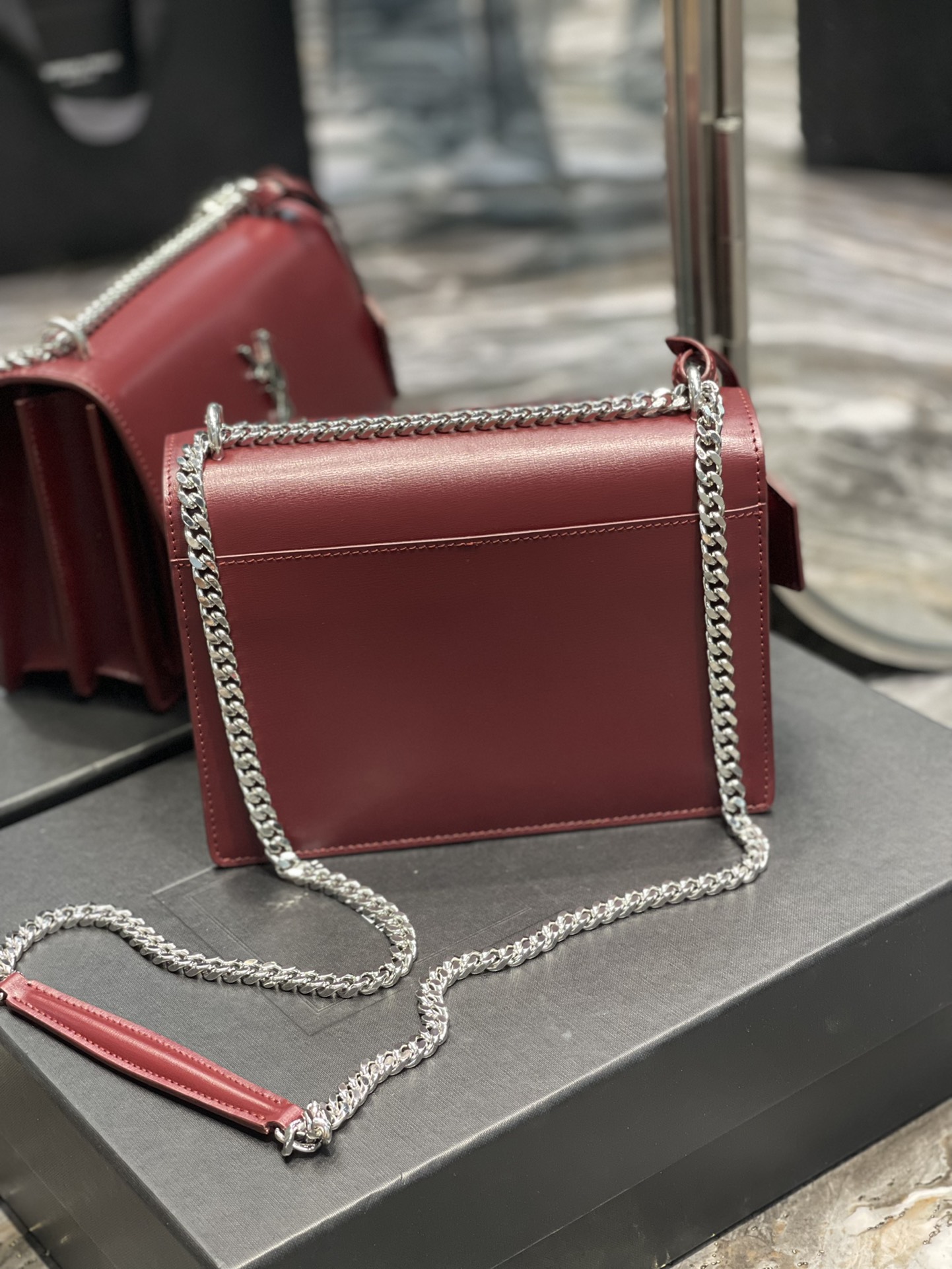 Y51 Monogram Sunset Leather Crossbody Bag 442906 Red with Silver hardware 22cm