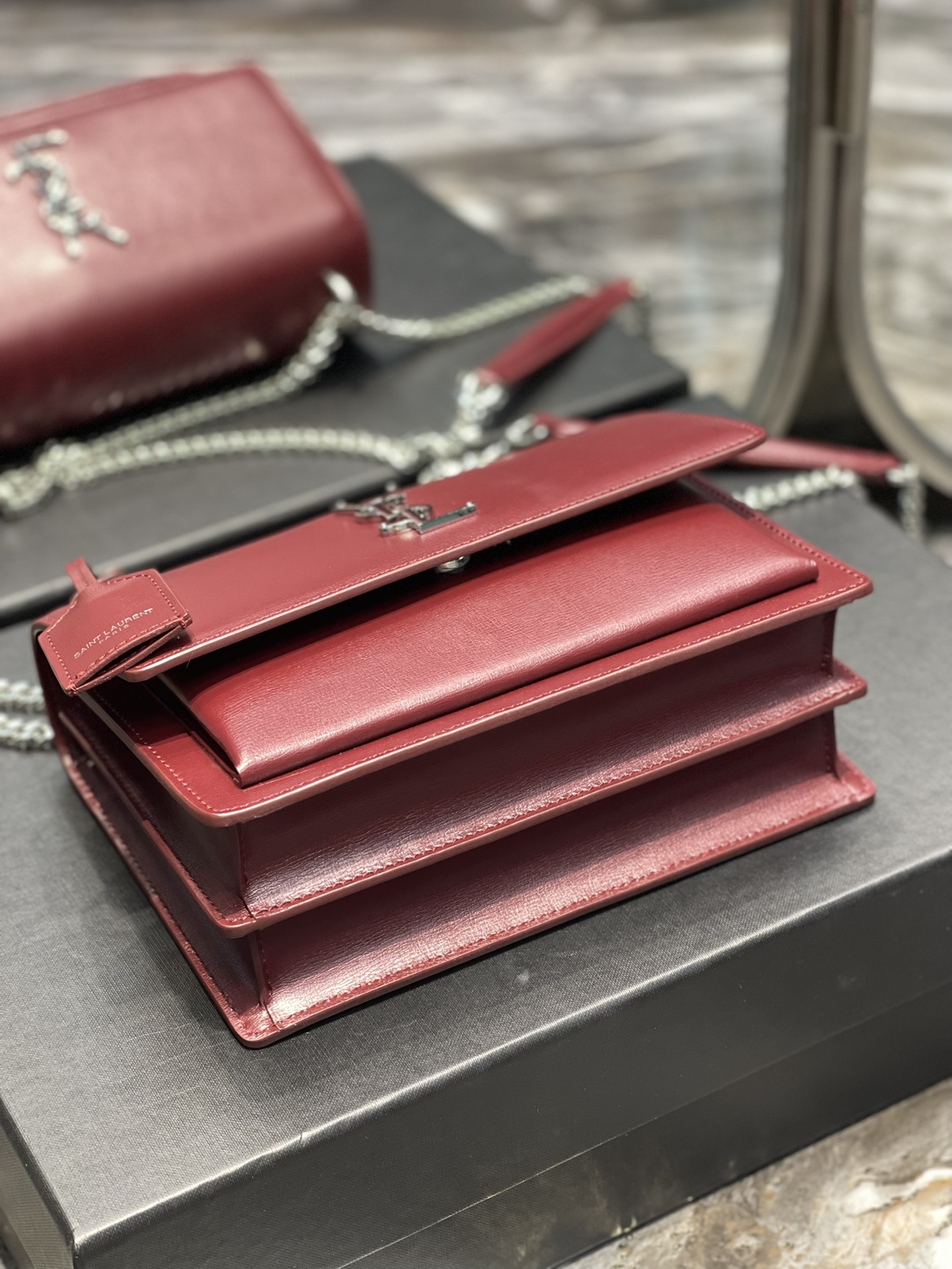 Y51 Monogram Sunset Leather Crossbody Bag 442906 Red with Silver hardware 22cm