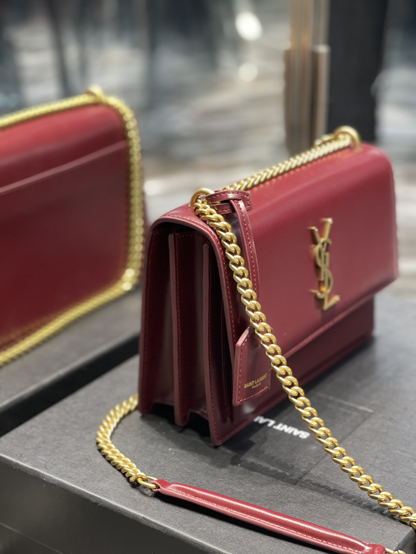Y51 Monogram Sunset Leather Crossbody Bag 442906 Red with gold hardware