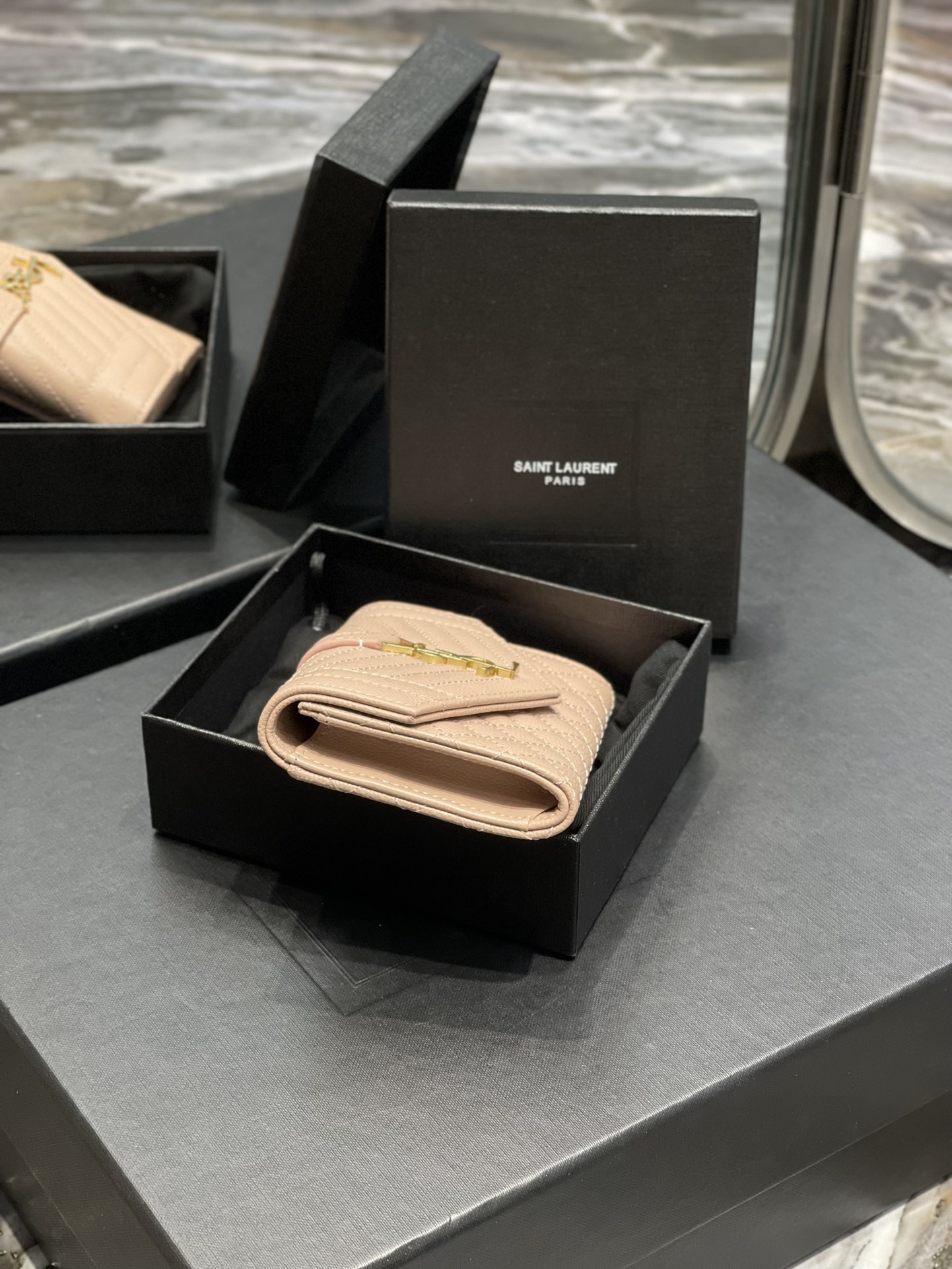 Y51 Caviar Pink With Gold Hardware Wallet A026K