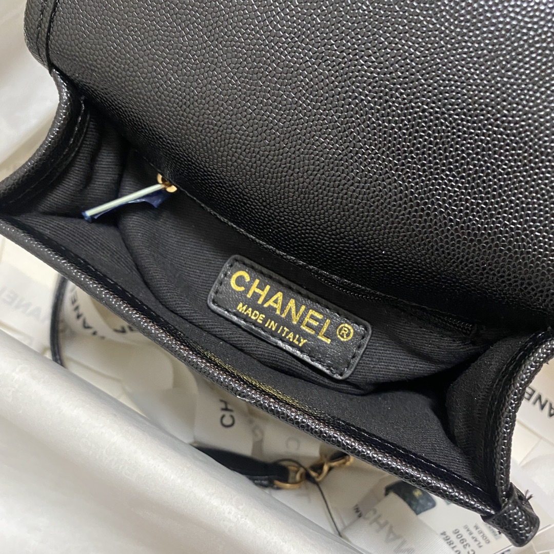 Ch**el Mini Flap Bag Caviar Black 17cm