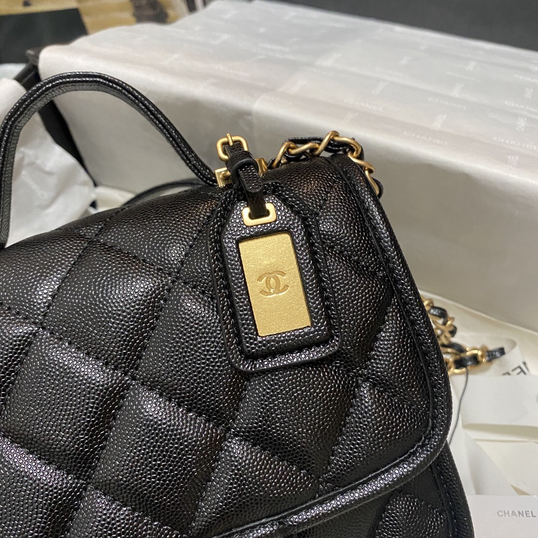 Ch**el Mini Flap Bag Caviar Black 17cm