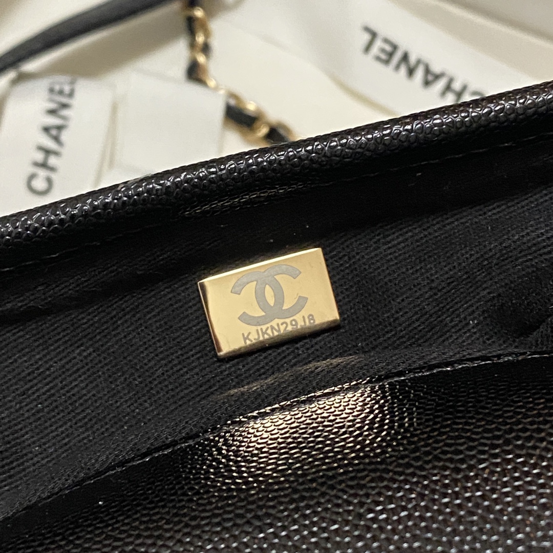 Ch**el Mini Flap Bag Caviar Black 17cm