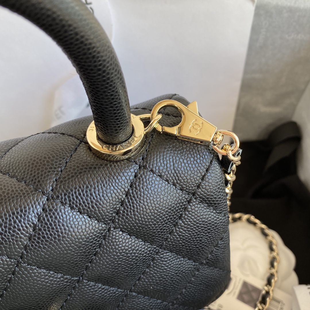Ch**el Mini Coco Handle Pale Gold AS2215 13CM