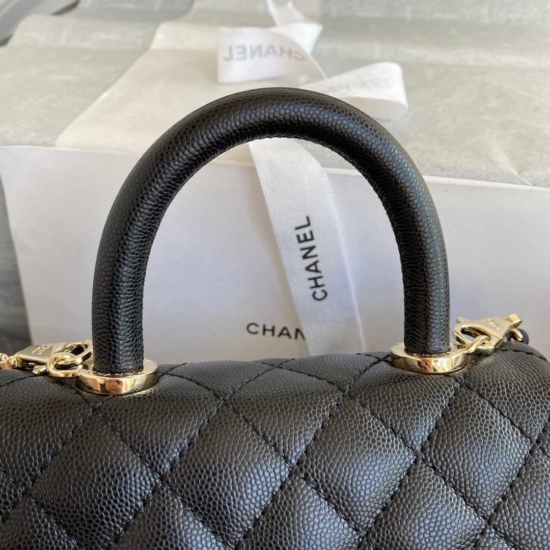 Ch**el Mini Coco Handle Pale Gold AS2215 13CM