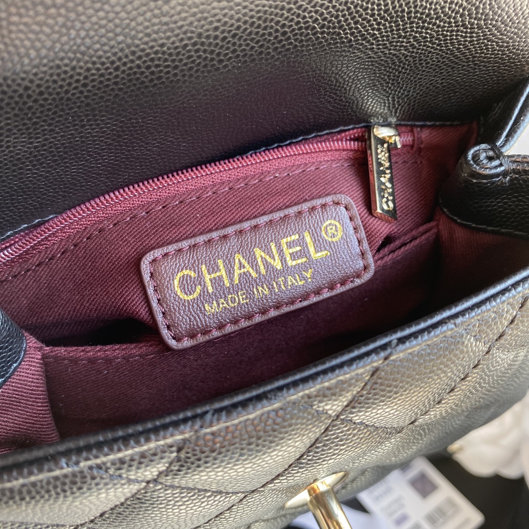 Ch**el Mini Coco Handle Pale Gold AS2215 13CM