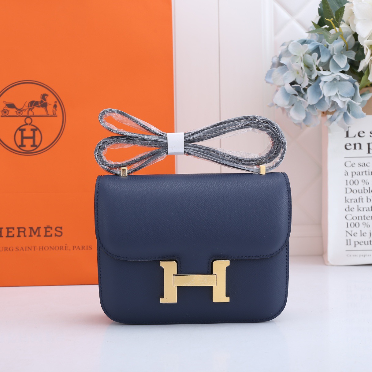 H**me5 Constance Bag Gold Blue 19CM