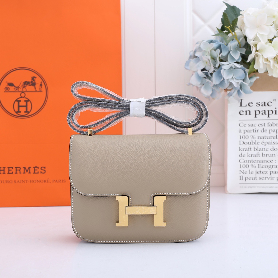 H**me5 Constance Bag Gold Grey 19CM