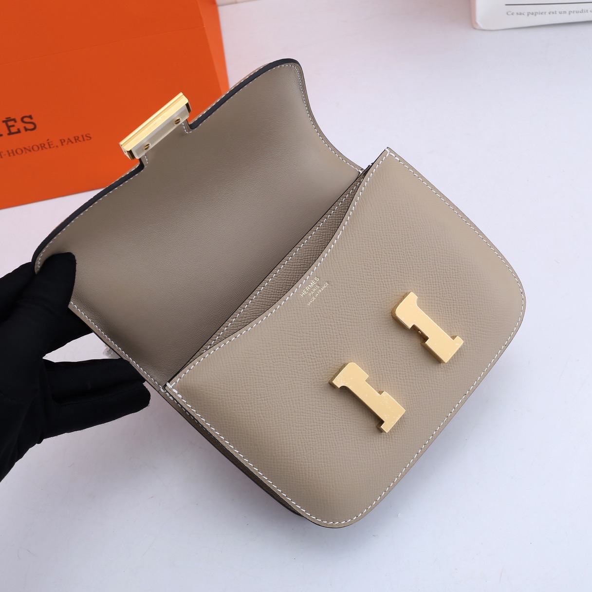 H**me5 Constance Bag Gold Grey 19CM