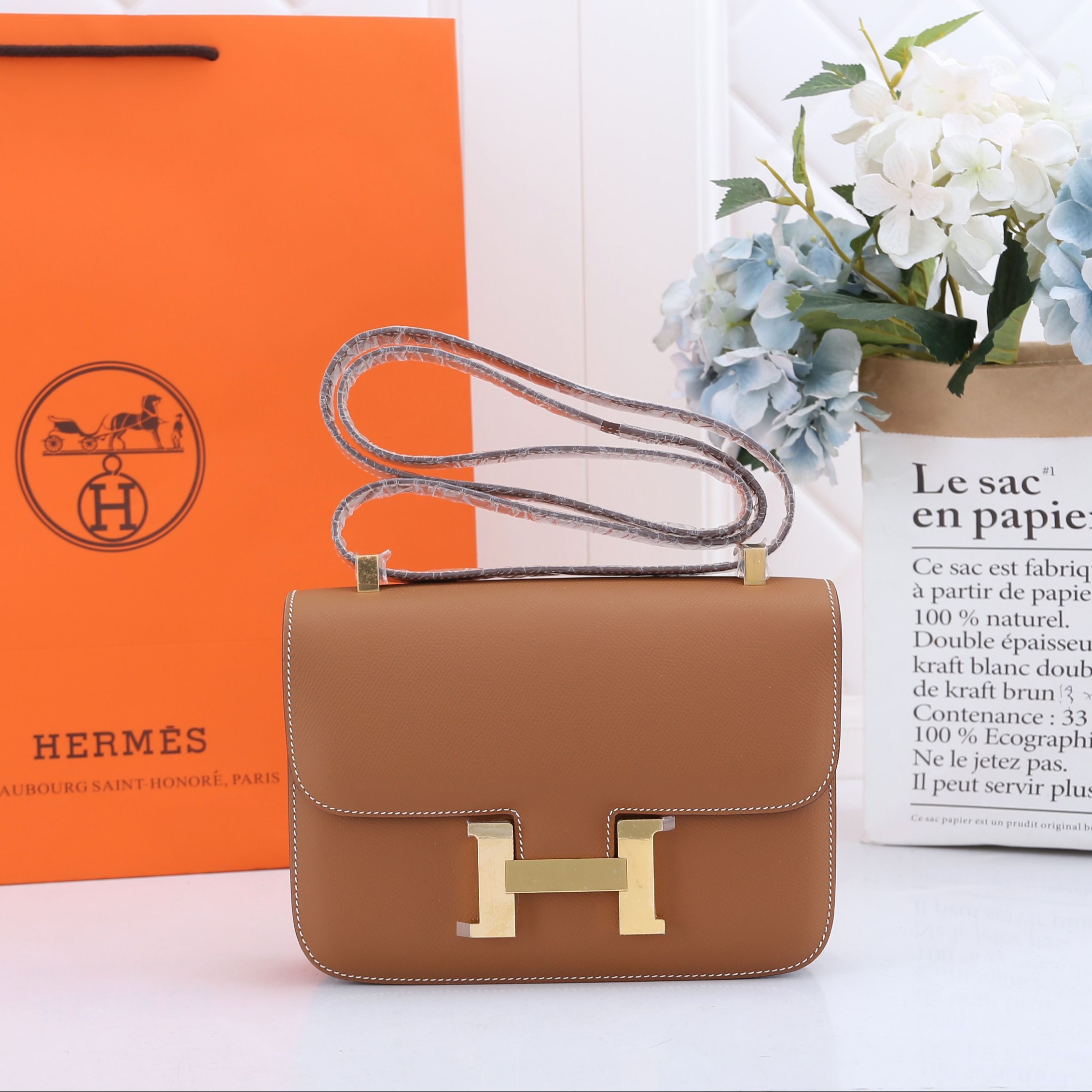 H**me5 Constance Bag Gold Brown 23CM