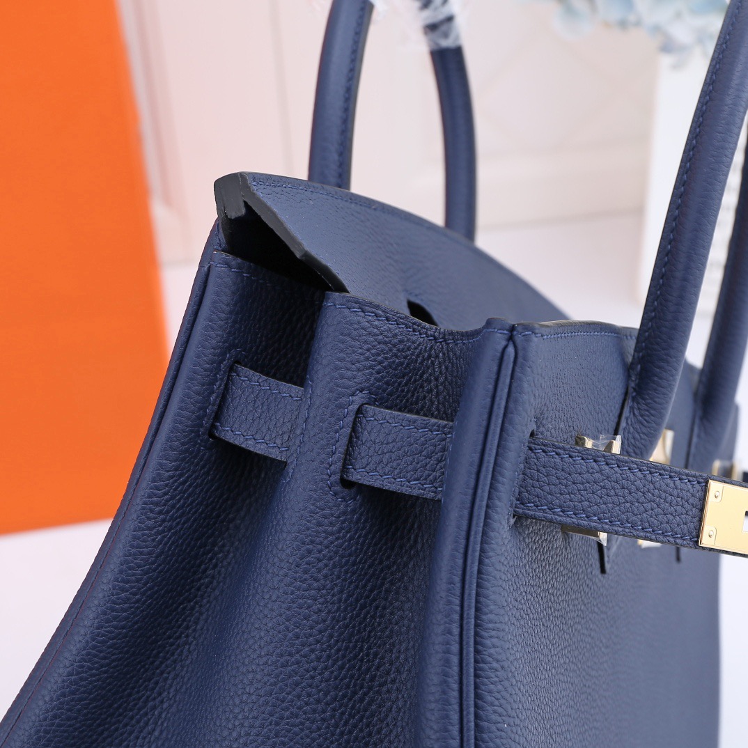 H**me5 original togo leather birkin 30cm bag in Navy Blue