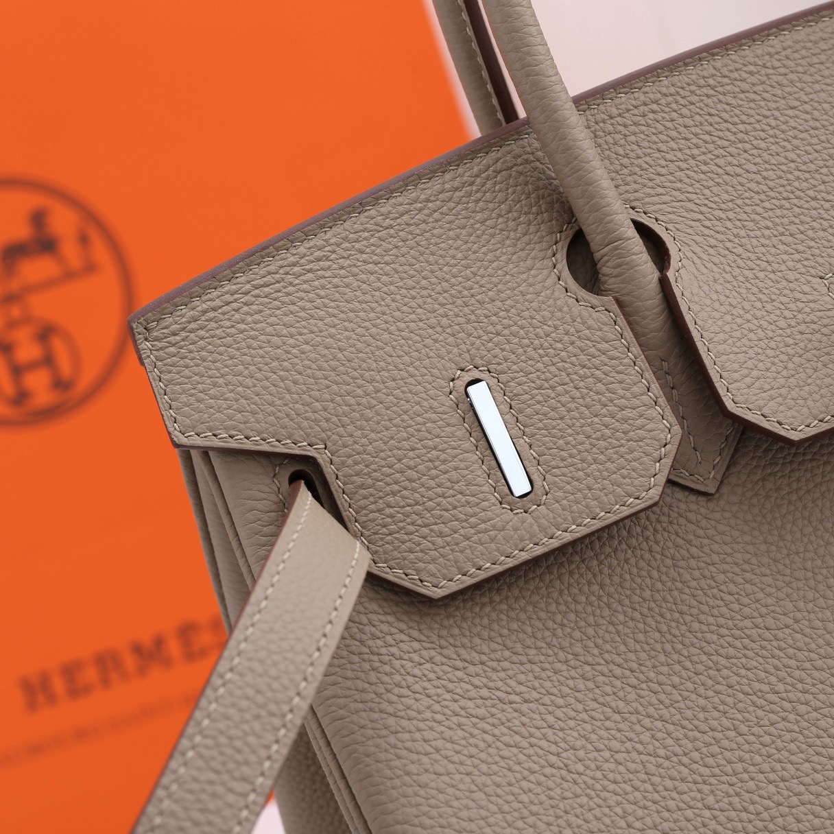 H**me5 original togo leather birkin 30cm bag in Gray