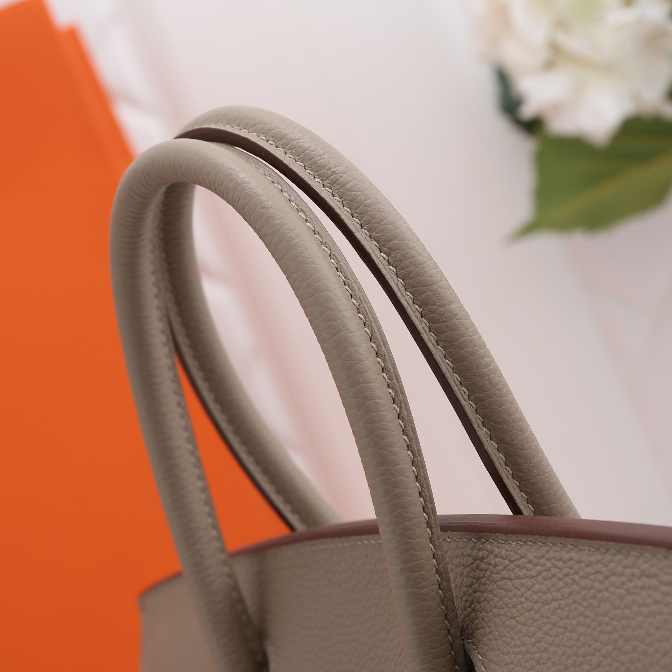 H**me5 original togo leather birkin 30cm bag in Gray