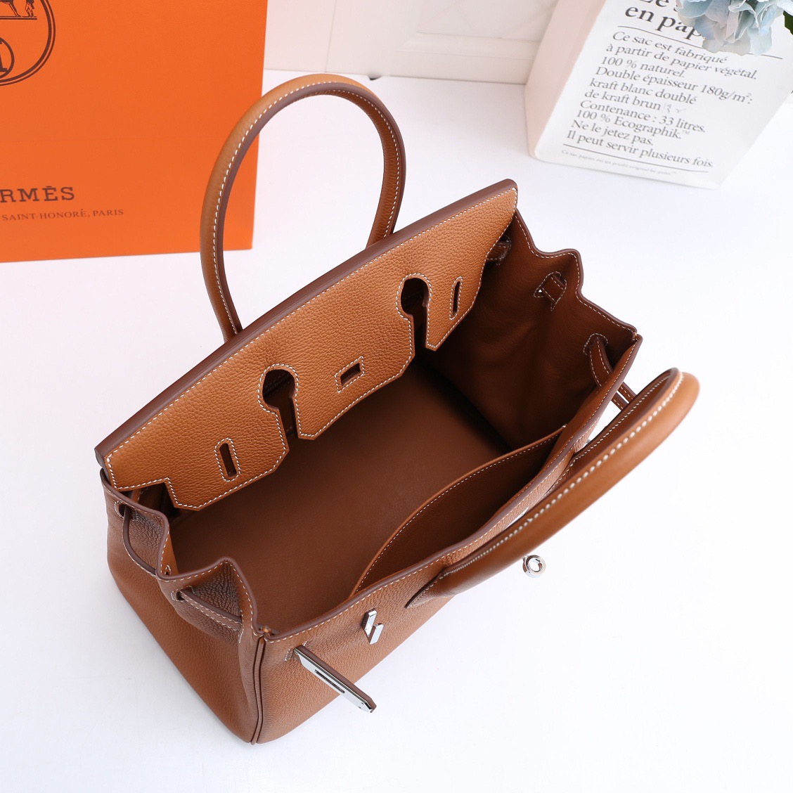 H**me5 original togo leather birkin 30cm bag in Coffee