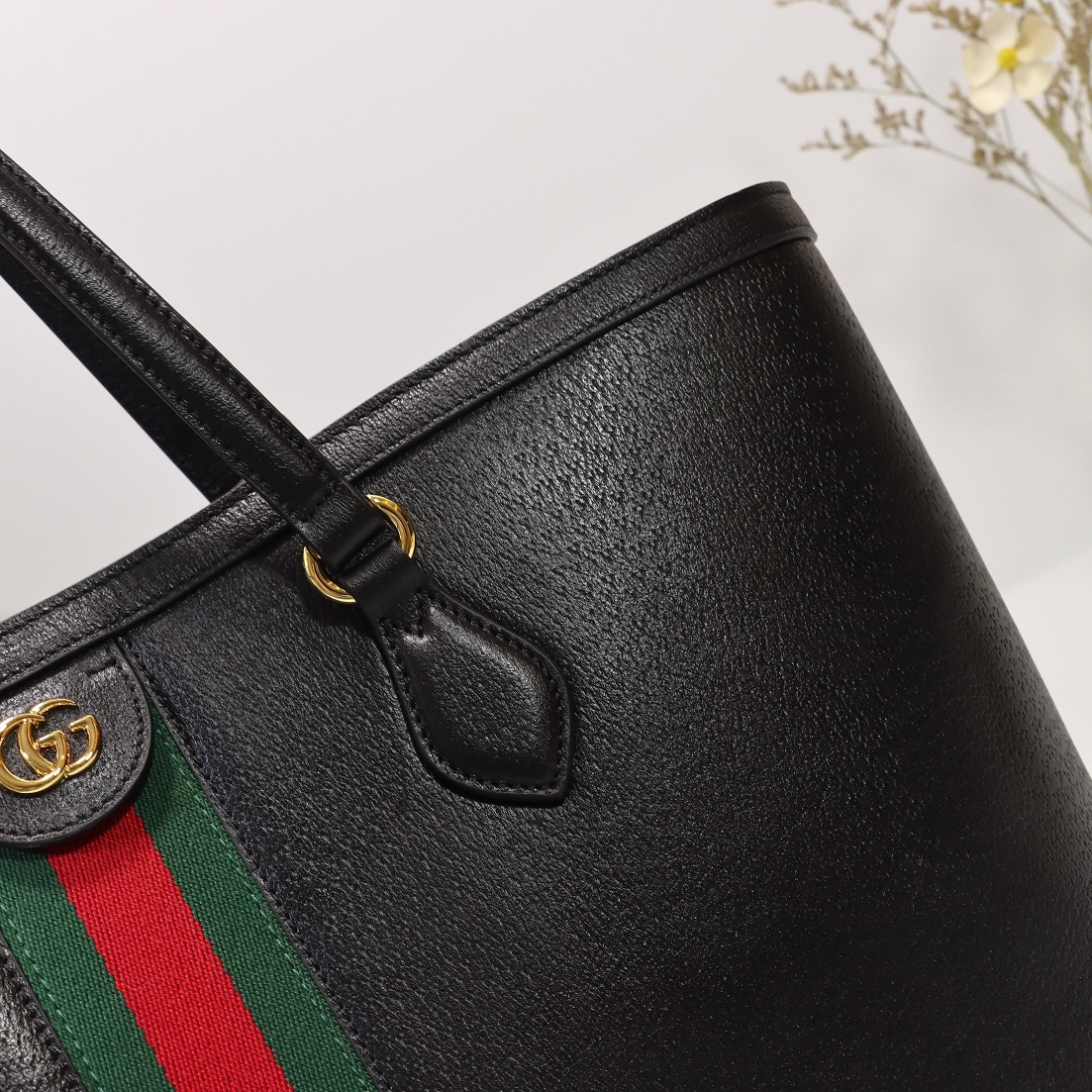Gvc*1 Ophidia Jumbo GG Medium Tote Bag Black