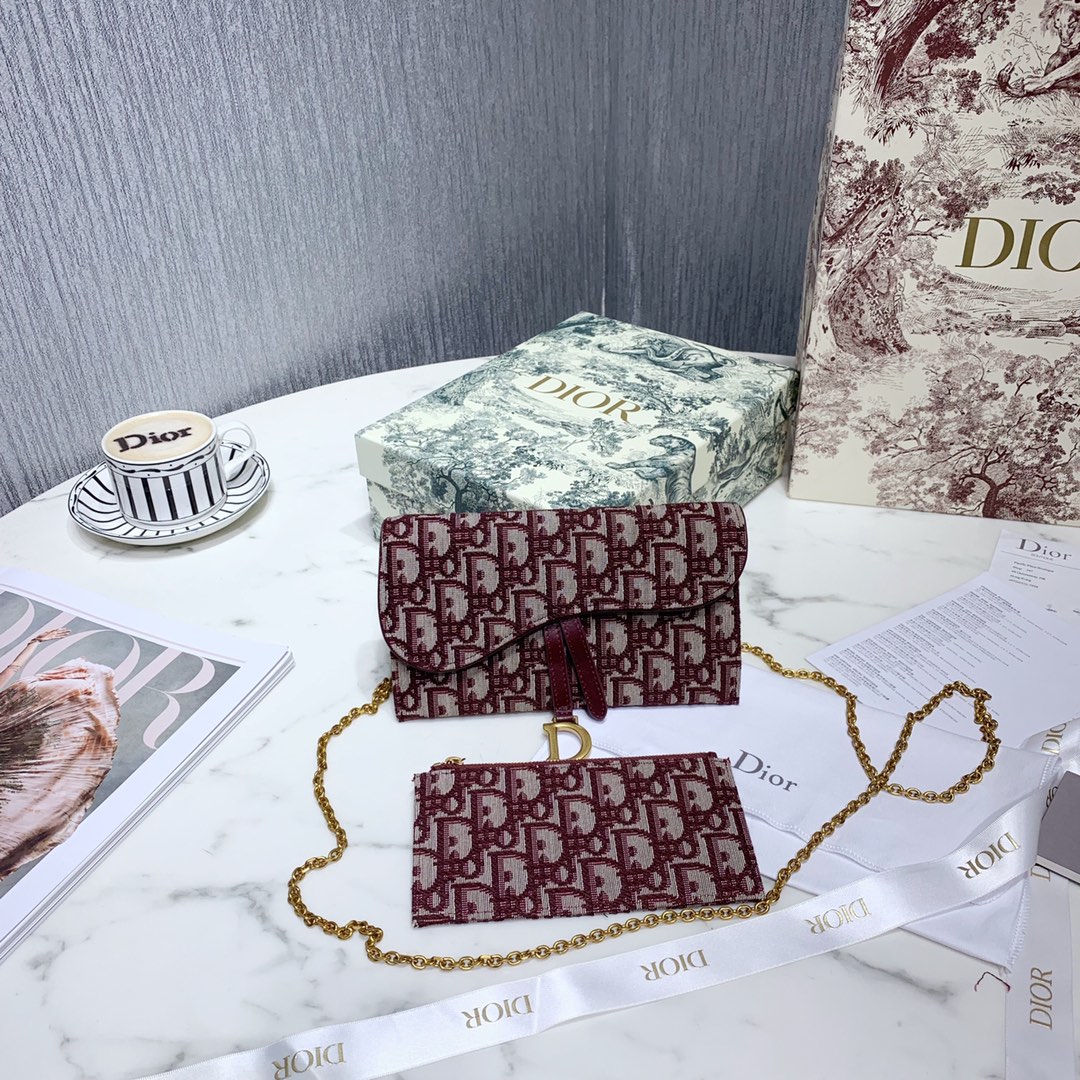 D10r Oblique Chain Wallet Red
