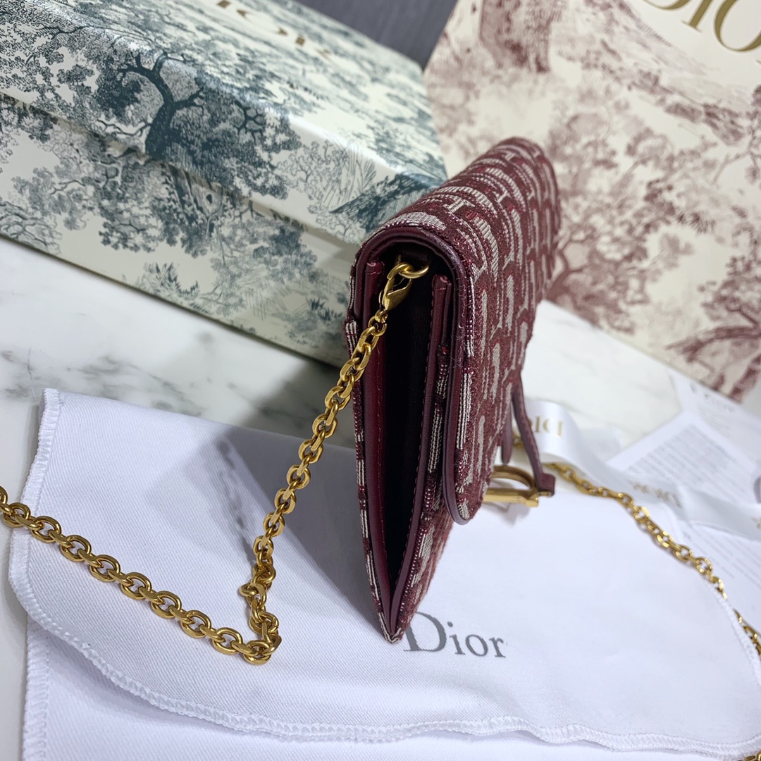 D10r Oblique Chain Wallet Red